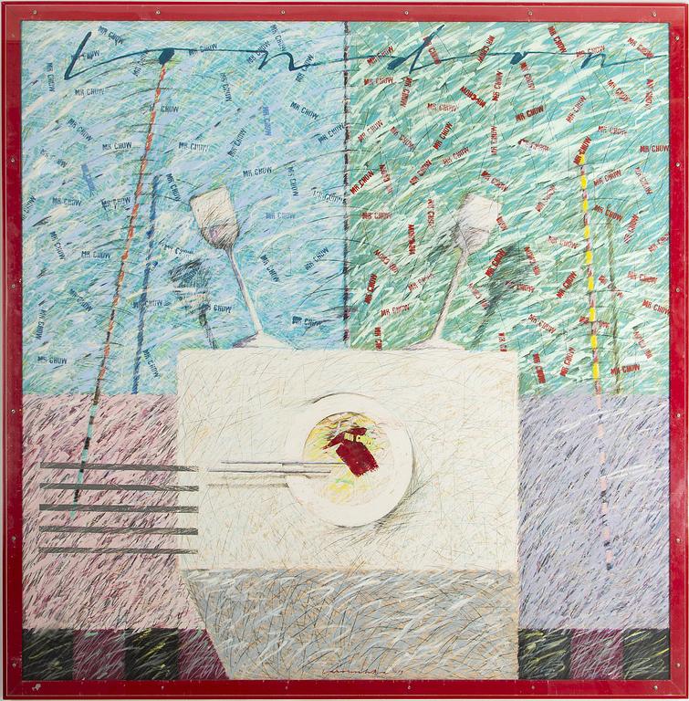 Carouschka Streijffert, mixed media on paper, signed and dated -83.