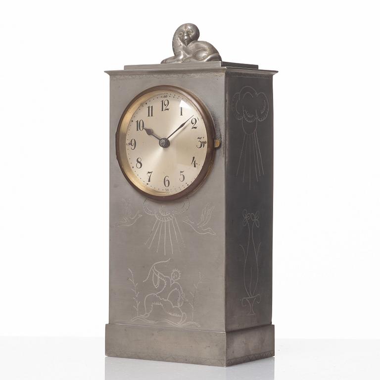 Nils Fougstedt, a pewter table clock, Svenskt Tenn, Sweden 1925.