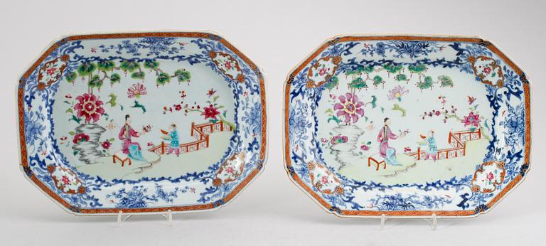 STEKFAT, 3 st, porslin, Kina, 1700-tal.