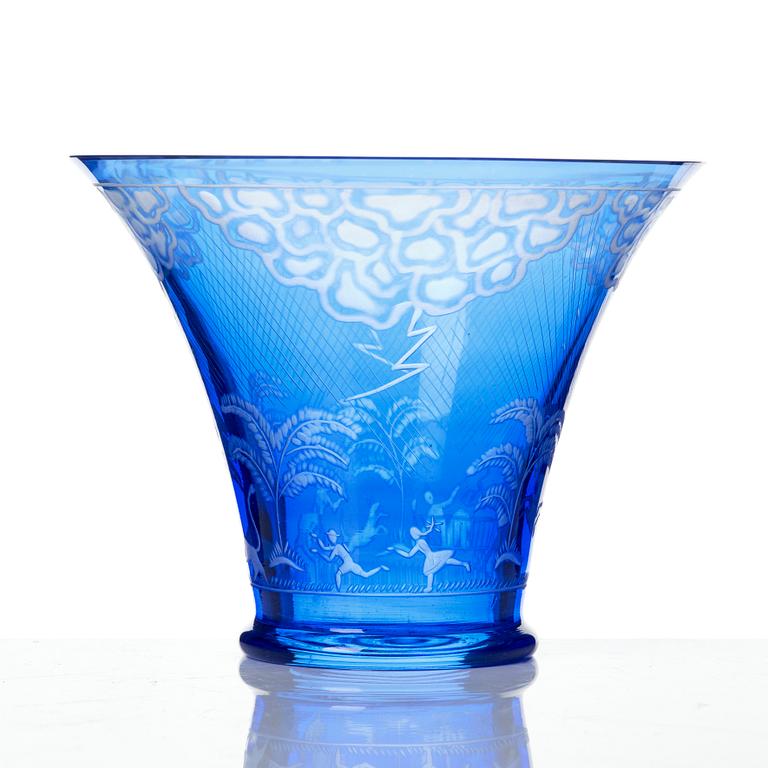 Edward Hald, A bowl, "Thunderstorm", Orrefors, Sweden.