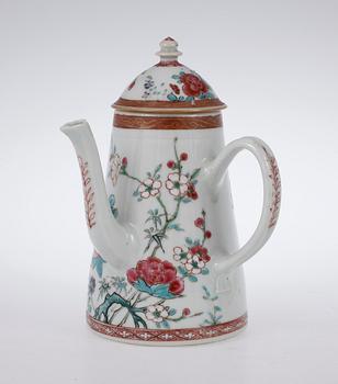 KAFFESERVIS, 7 delar, porslin, Kina, Qianlong (1736-95).