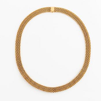 Collier 18K guld med runda briljantslipade diamanter och rubiner.