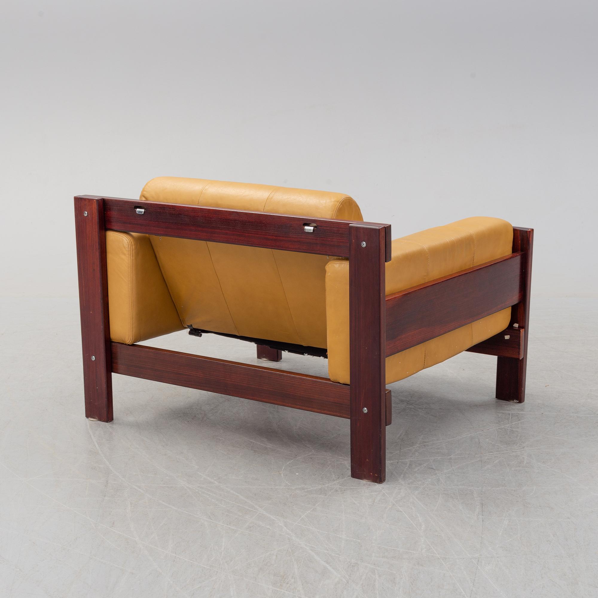 A set of two leather sofas with an easy chair from  Percival Lafer,  Lafer SA, late 20th century.