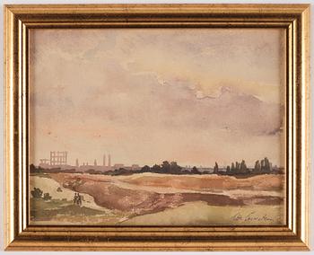 Lotte Laserstein, Landscape with city in the background.