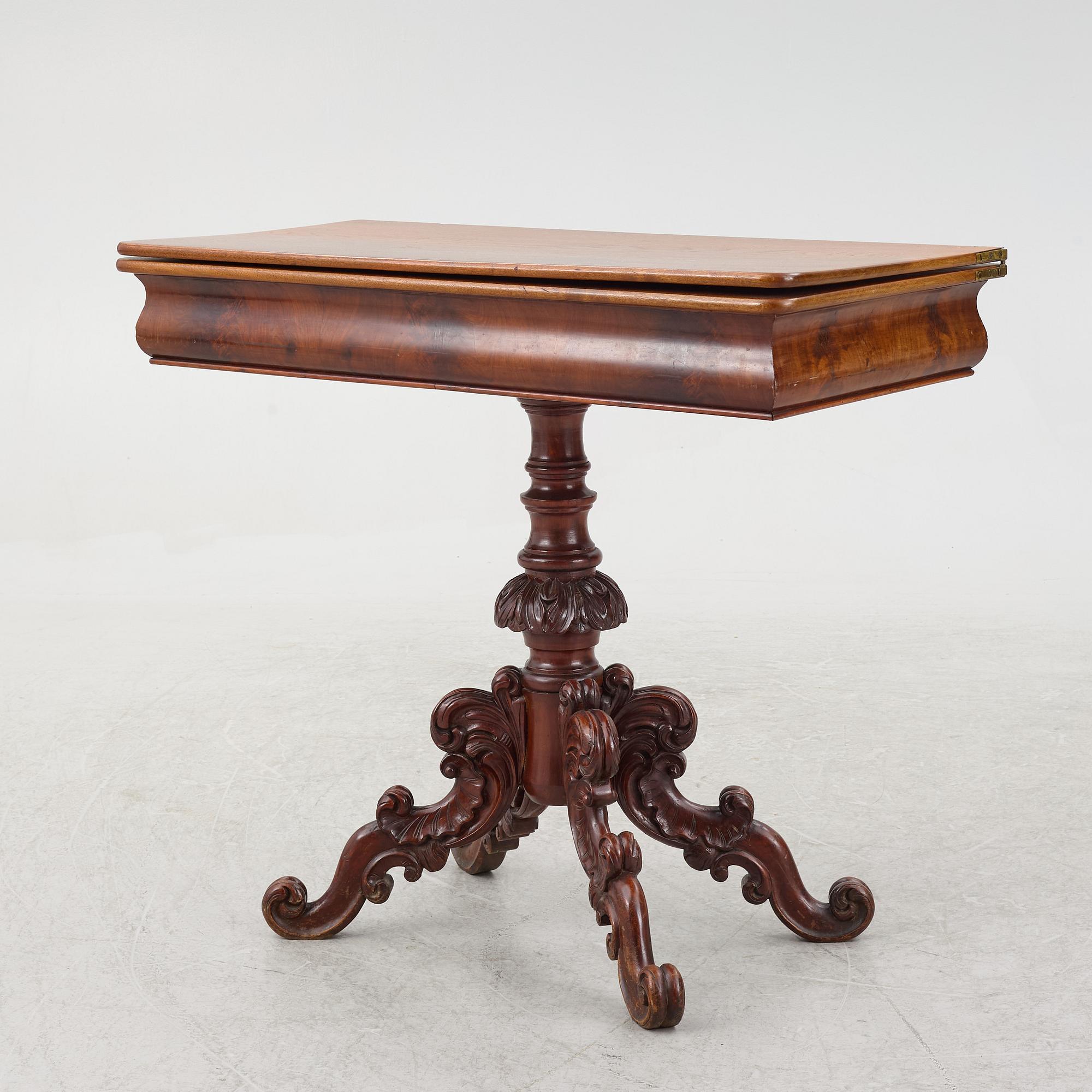 A rococo style card table, 19th century.