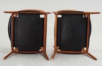 Adolf Relling & Sigurd Resell, a pair of teak and leather "56/2 Bambi-series armchairs, Norway 1950-60's,