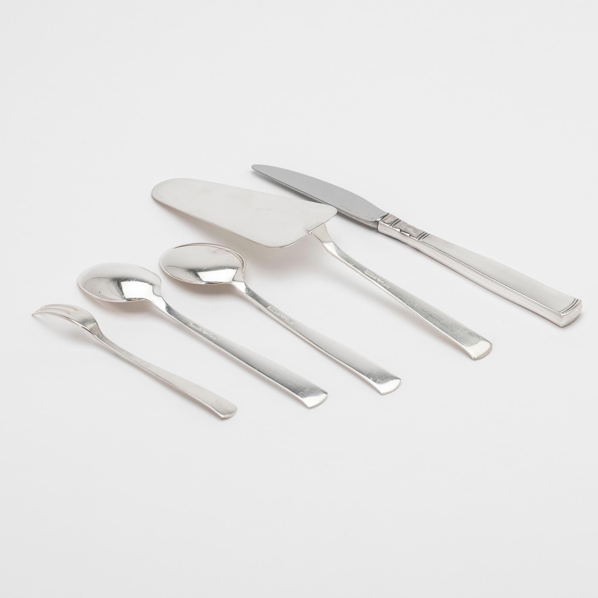 Jacob Ängman, besticksuppsättning, 103 delar, silver, "Rosenholm", GAB, Eskilstuna & Stockholm, 1960-70-tal.