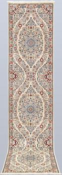 Gallery carpet, Nain, part silk, so-called 9LAA, ca  287 x 60 cm.