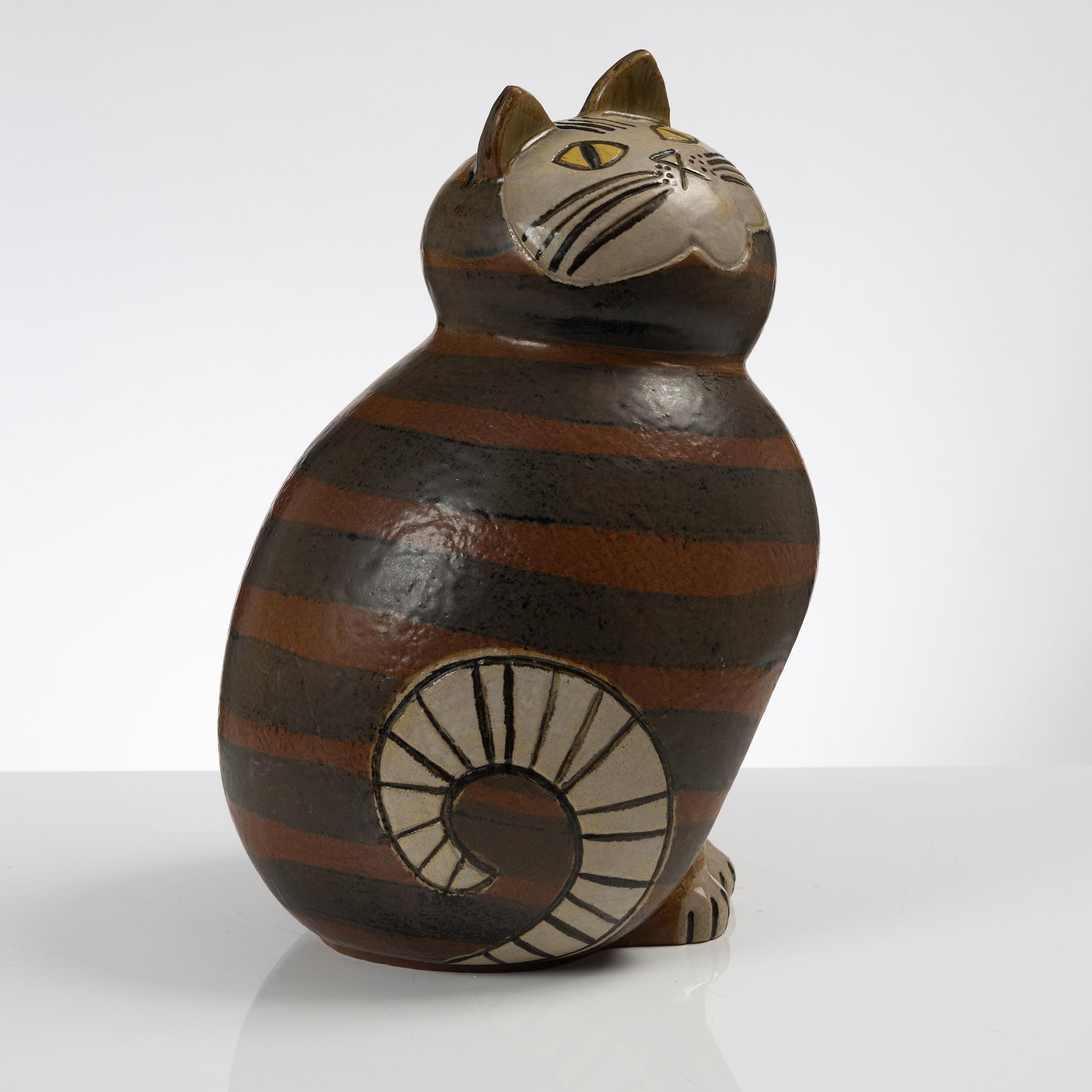 置物 Lisa Larson / Sjolejon / Gustavsberg Lisa Larson Gustavsberg MCM 1950's Pottery Large Cat Figure
