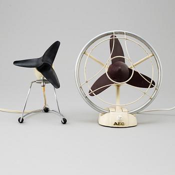 Two table fans, from AEG and Siemens, 1950's.