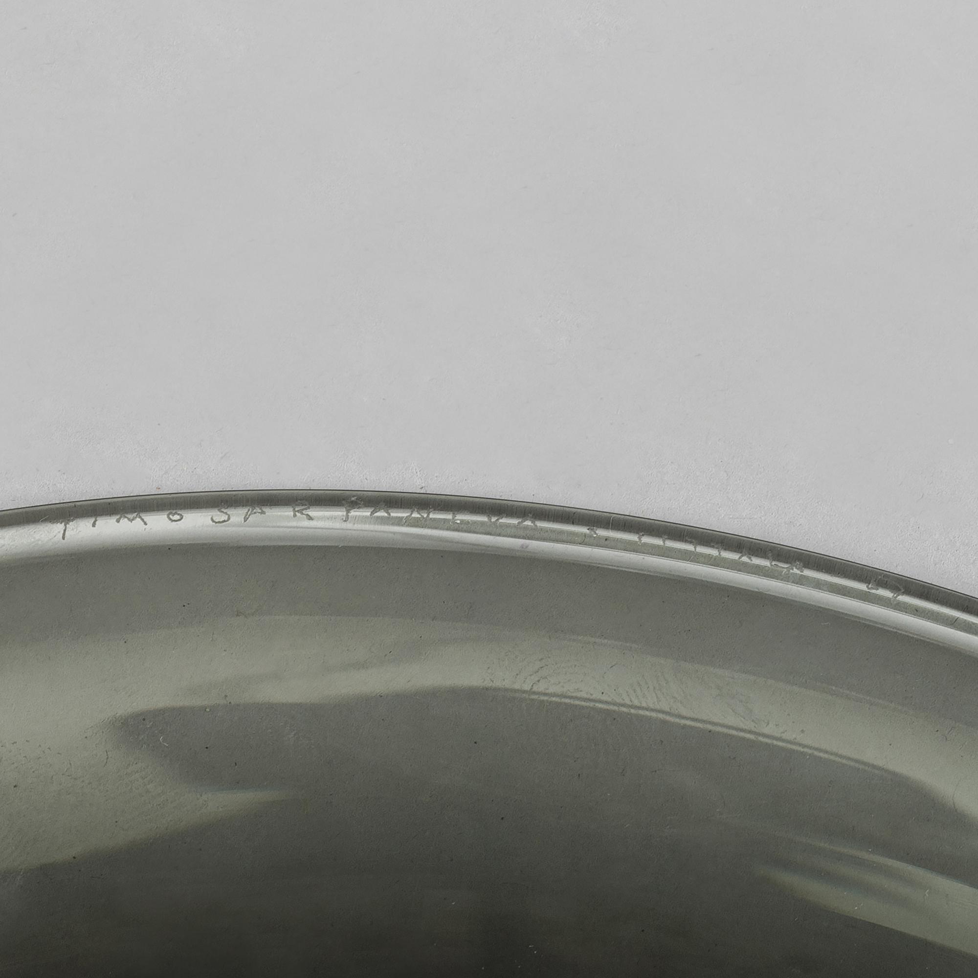 Timo Sarpaneva, a 'Cardinal's hat' glass bowl, Iittala, signed and dated -57.