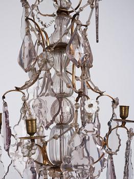 A Swedish Rococo four-light chandelier, 18th century.