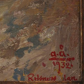 ACKE ÅSLUND, olja på pannå, sign o dat 1932.