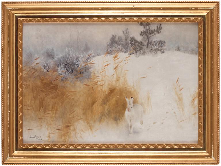 Bruno Liljefors, Winter landscape with hare.