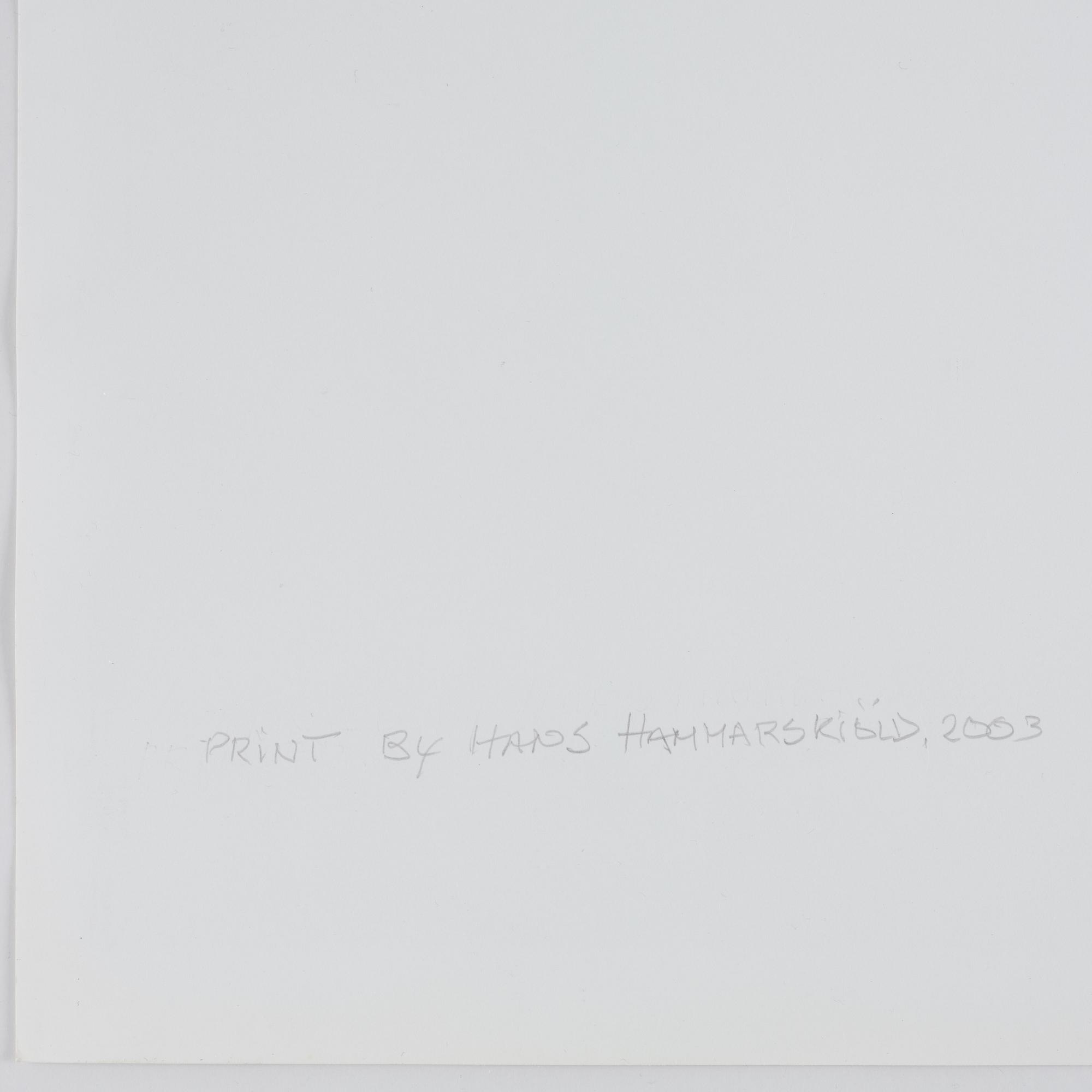 HANS HAMMARSKIÖLD, fotografi, signerad och med copyrightstämpel a tergo. Framtagen 2003.