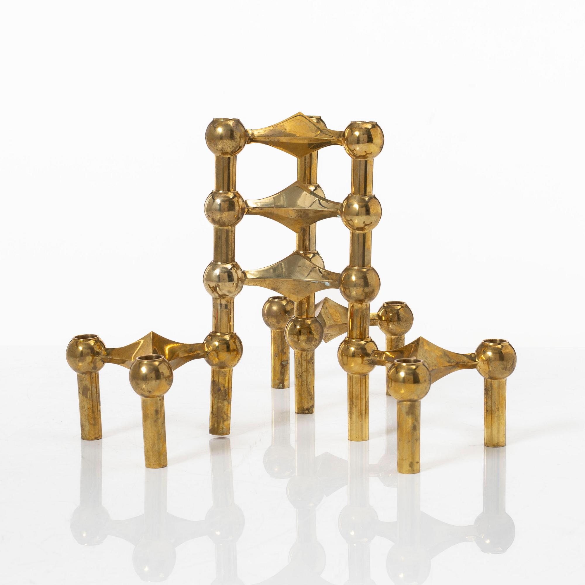 Caesar Stoffic & Fritz Nagel, candlesticks, 6 pcs, Germany, second half of the 20th century.