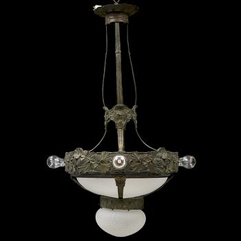 BÖHLMARKS LAMPFABRIK, a Swedish Art Nouveau brass ceiling light, 1907-24, possibly by Alice Nordin, Stockholm 1907-1924.