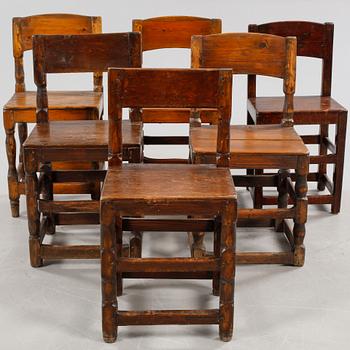 Nine chairs, 19th century.