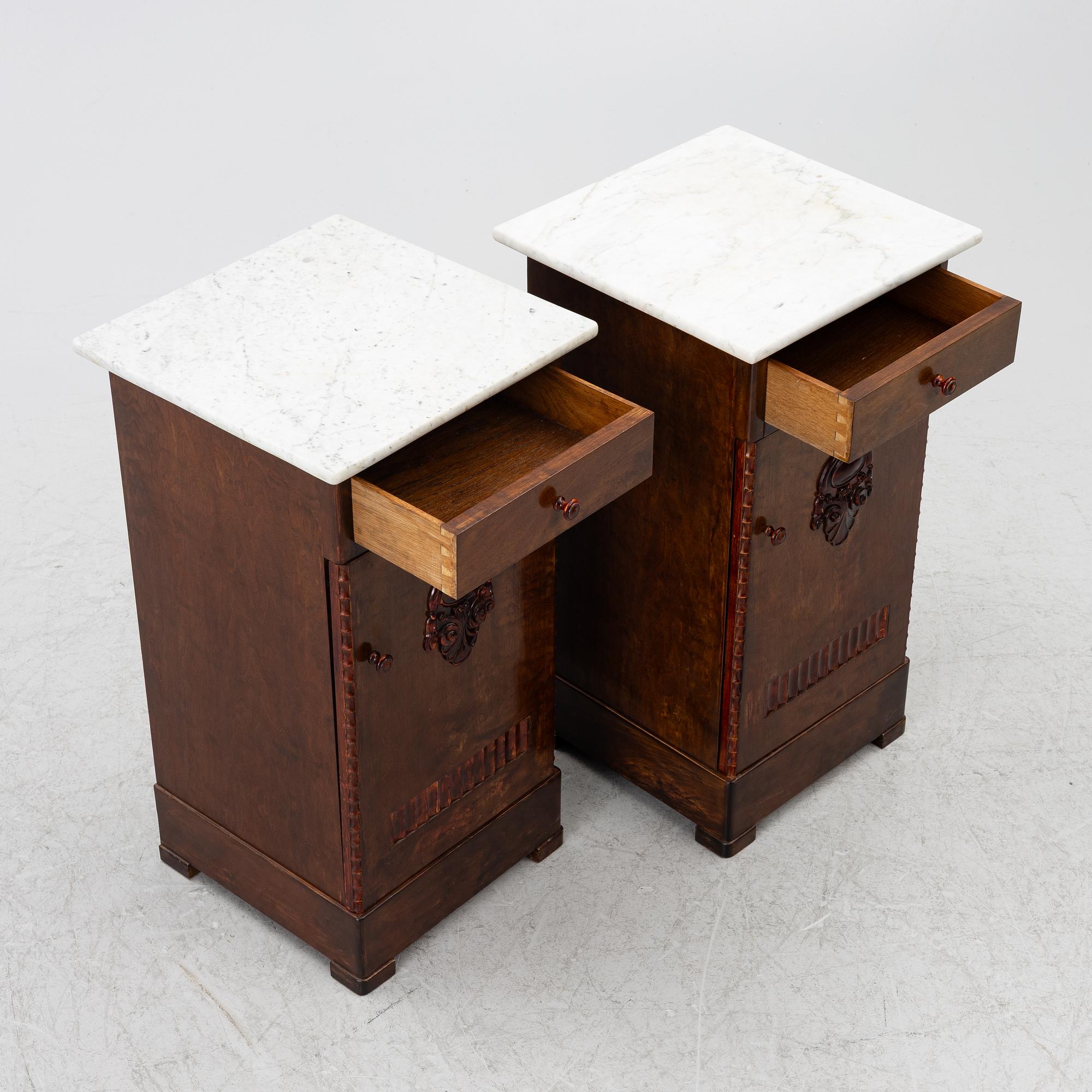 A pair early 20th century bedside tables.