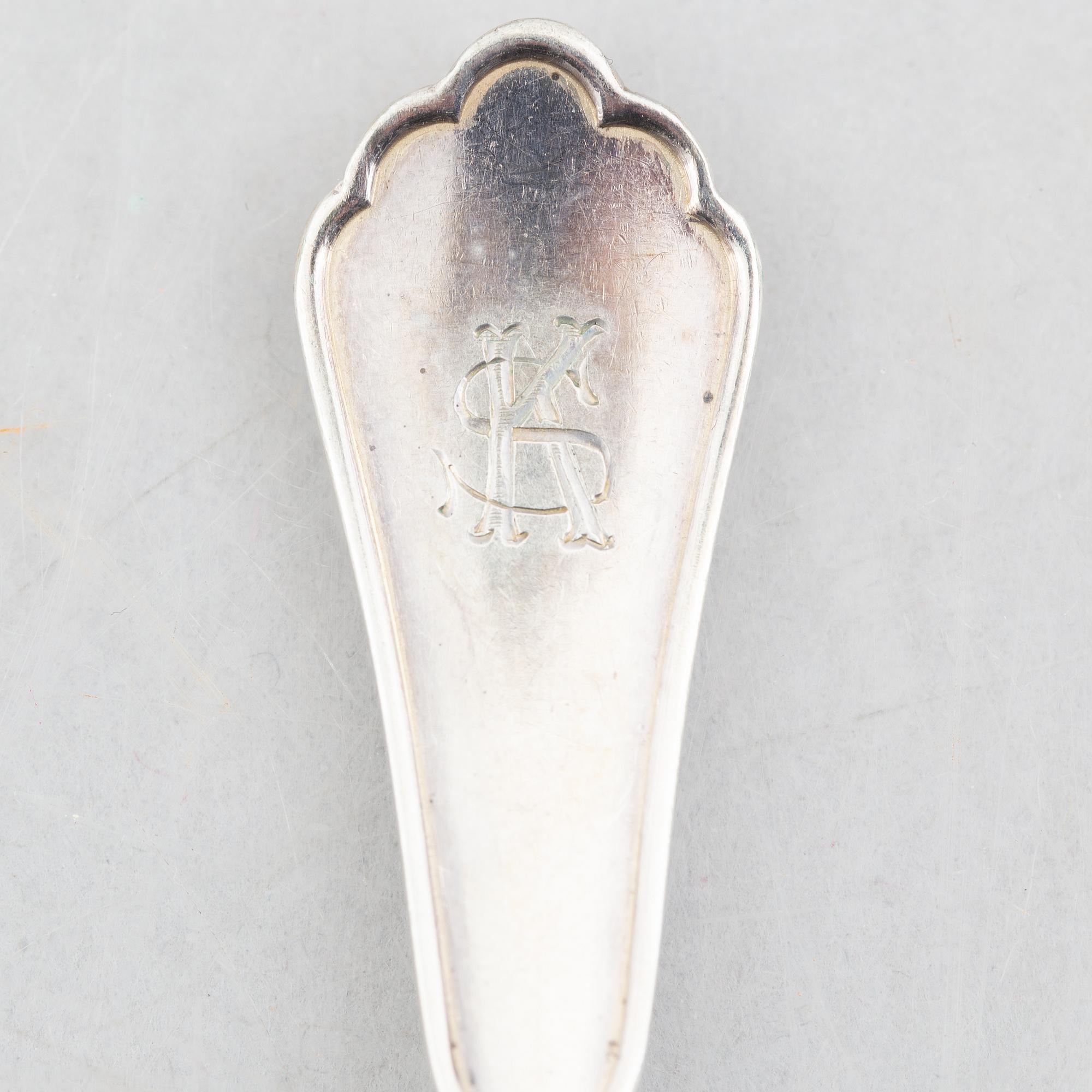 A set of 24 silver fruit knives and forks by Hanna Persson, Kristianstad, Sweden, 1923.
