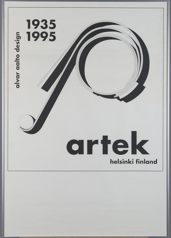 AFFISCH, "Alvar Aalto design 1935-1995, Artek Helsinki Finland", design Ben af Schultén.