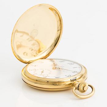 Omega, hunter case, 18K gold chain, pocket watch, 52.5 mm.