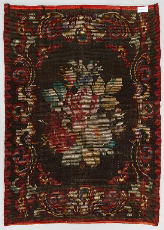 A late 19th Century Finnish folkart long pile ryijy-rug. Circa 200 x 150 cm.