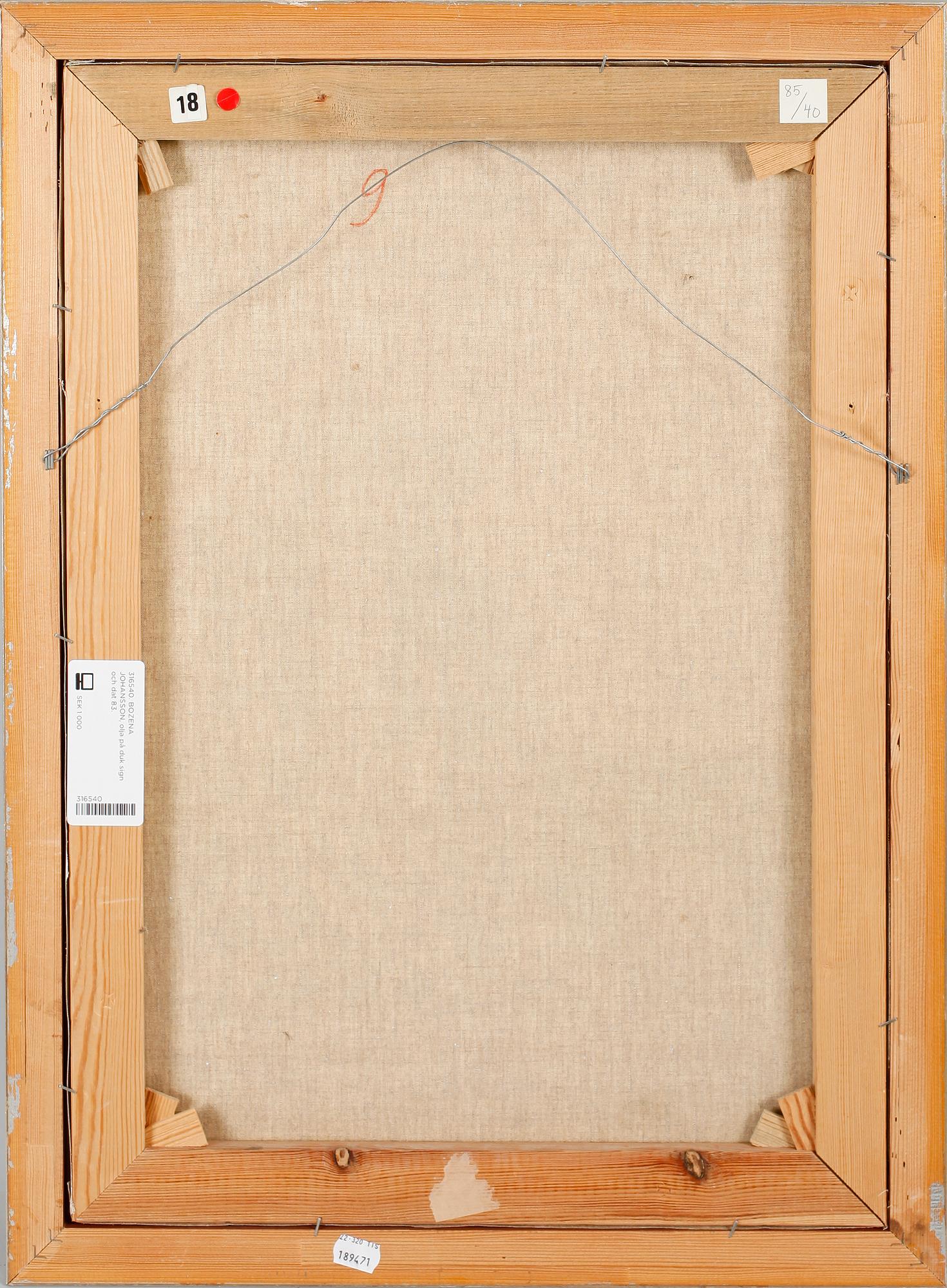 BOZENA JOHANSSON, olja på duk sign och dat 83.