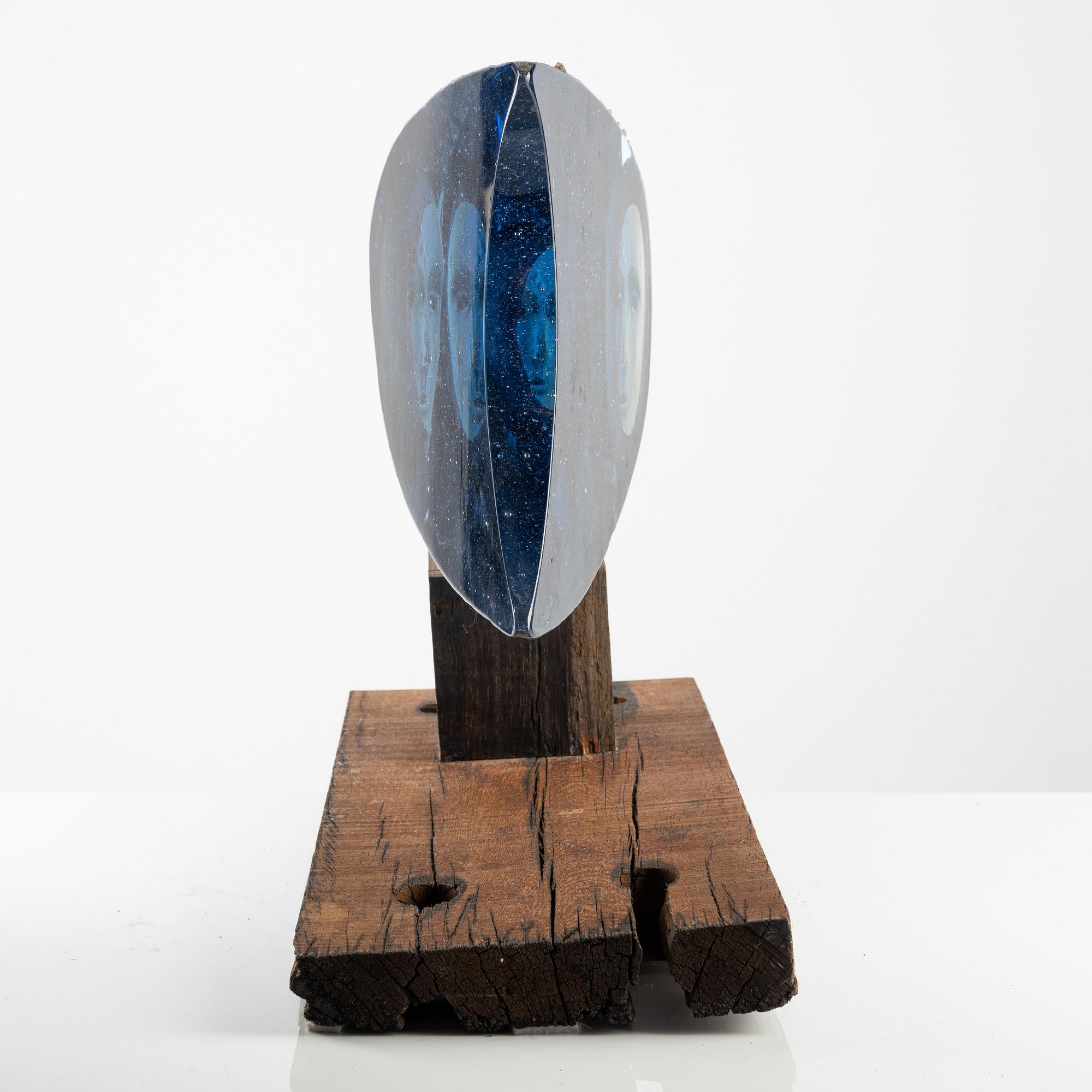 Bertil Vallien, a "Janus", sand cast glass sculpture, Kosta Boda, Sweden, provex (prototype).