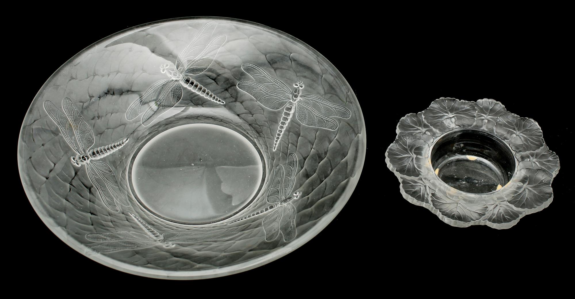 SKÅLAR, 2 st, glas, bla Lalique Frankrike.