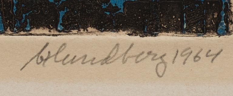 BERTIL LUNDBERG, etching in colours, signed and numbered 14/60, dated 1964.