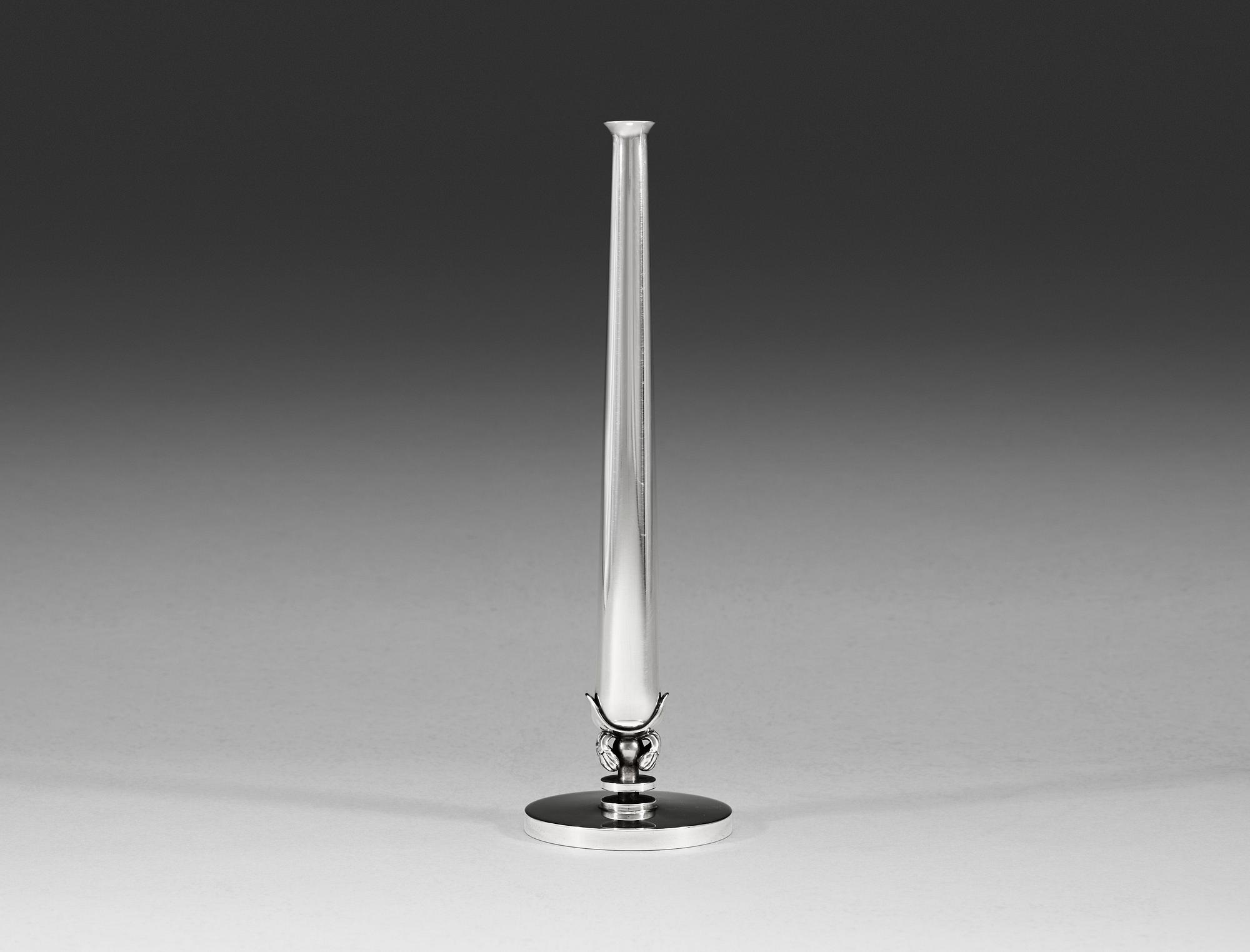 A Harald Nielsen sterling orchid vase, Georg Jensen, Copenhagen 1945-77.