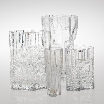 TAPIO WIRKKALA, VASER, 4 ST, glas, Iittala, 1960/70-tal.