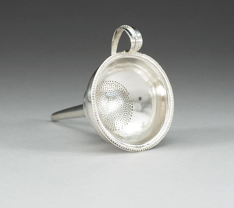 A Swedish 19th century silver wine-funnel, makers mark of Melchior Faust, Gothenburg.