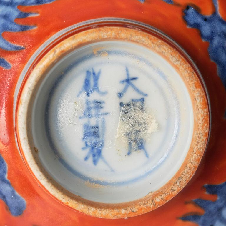 A small blue and white phoenix cup, Qing dynasty, 19th century.
