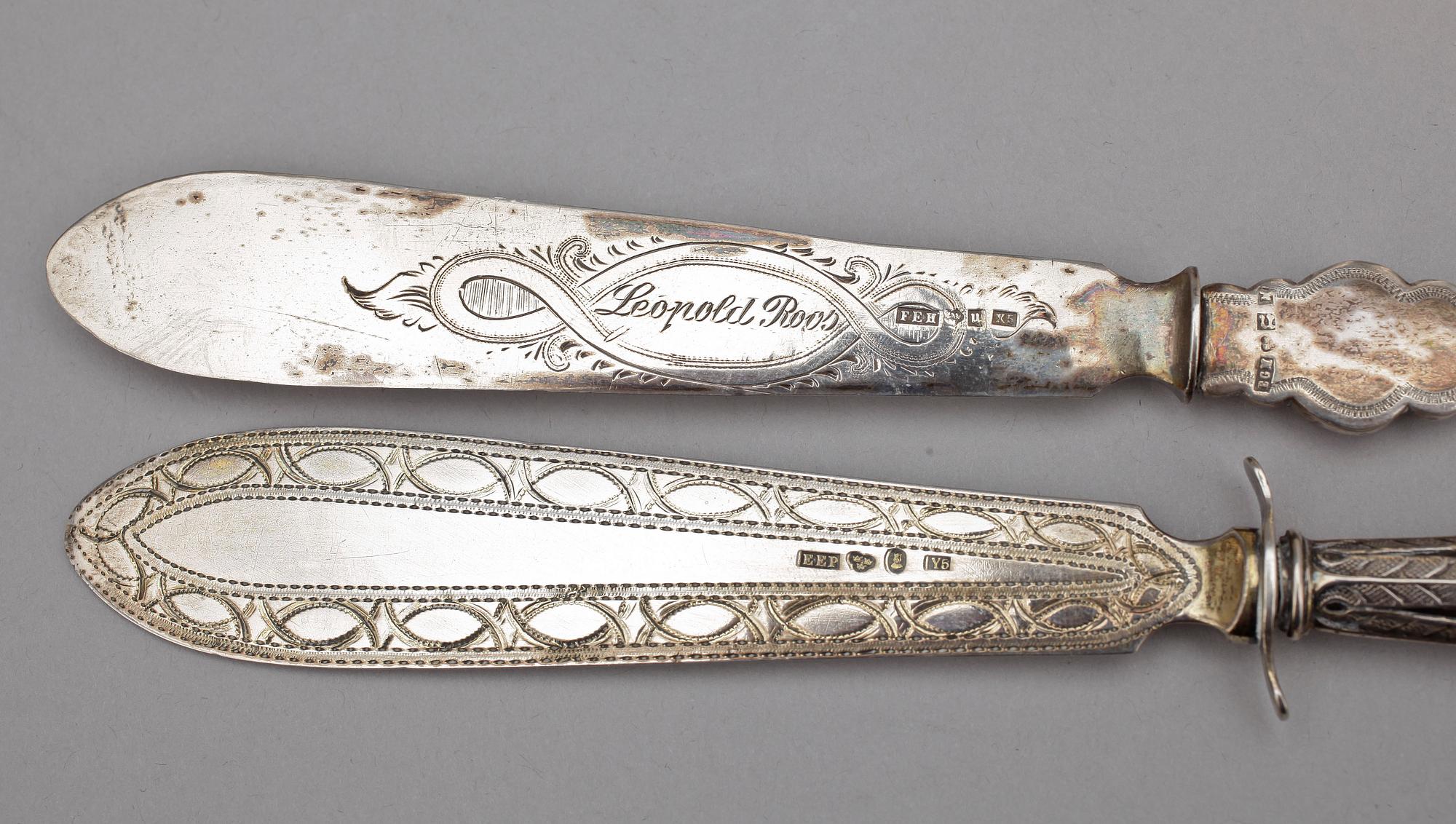 PARTI SILVER, 8 delar, olika tillverkare, bla JE Skreij, 1800-1900-tal. Totalvikt ca 550 gram.