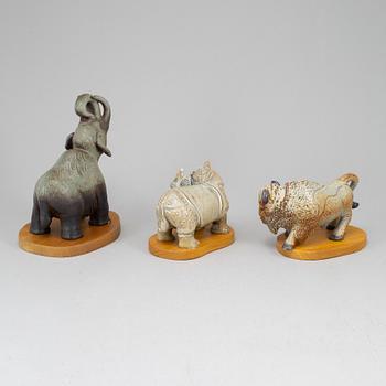 GUNNAR NYLUND, three stoneware figurines from Rörstrand.