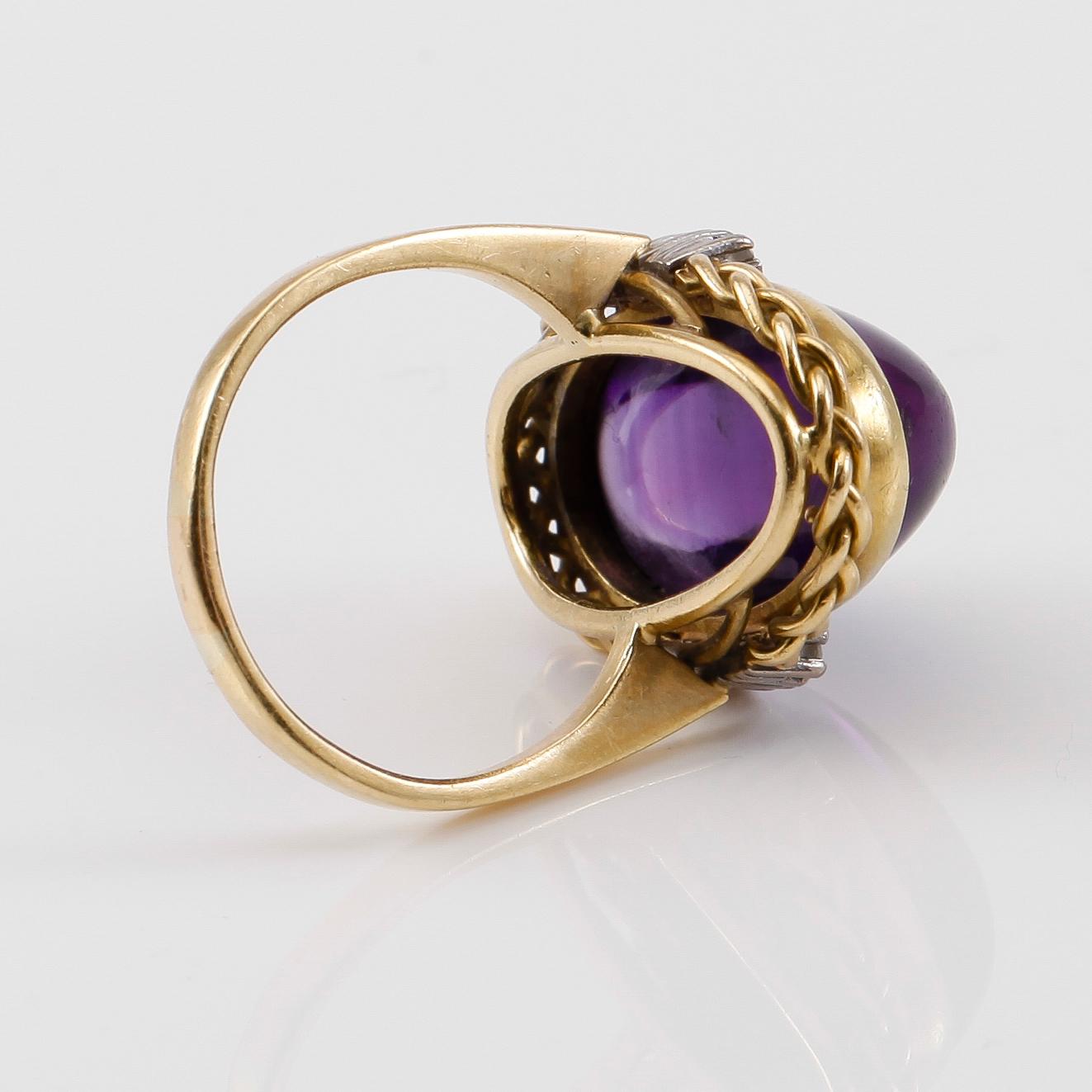 RING, 18K guld, ametist samt 6 mindre diamanter.