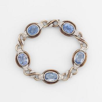 Oval sapphire and eight cut diamond bracelet.