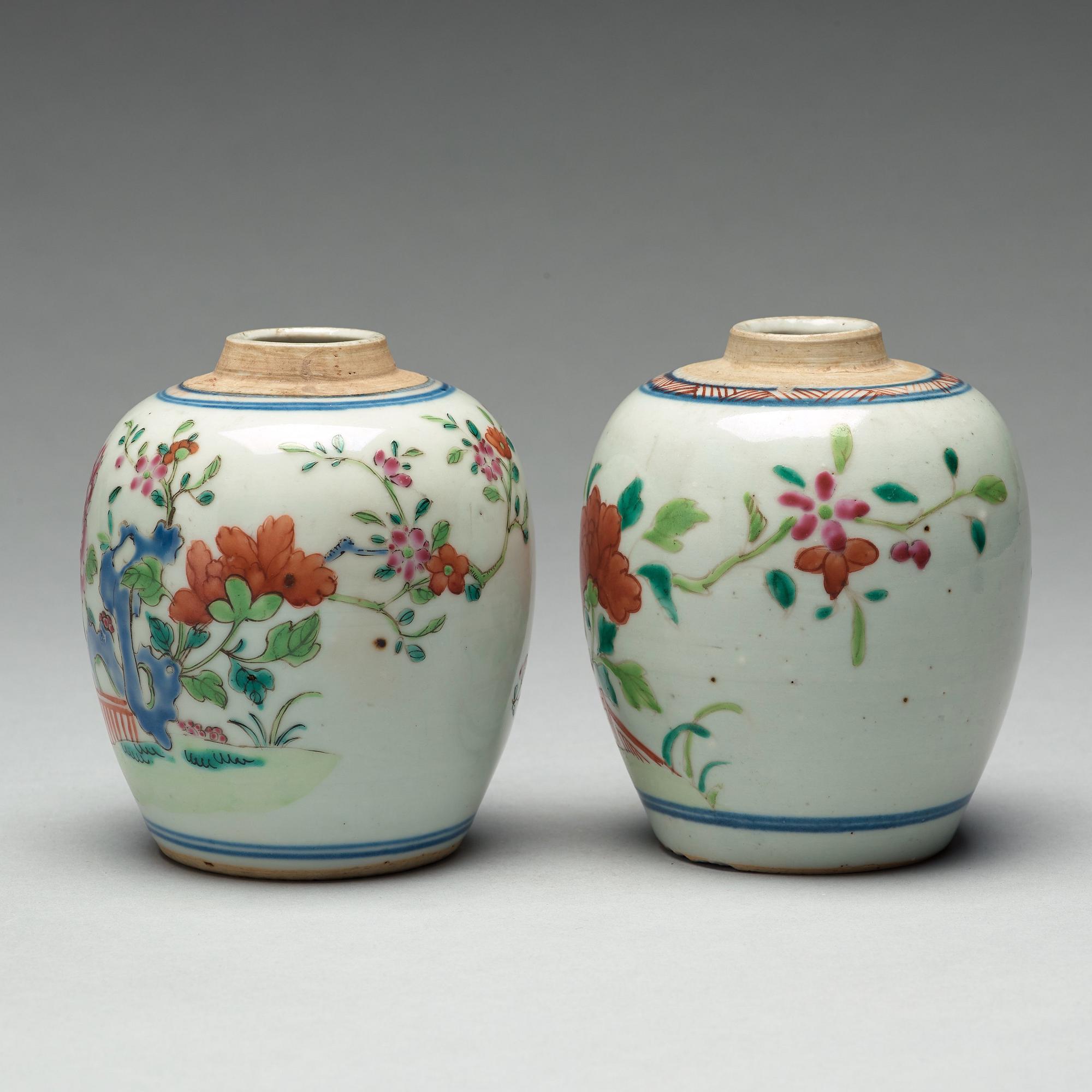 Two famille rose caddies, Qing dynasty, 18th century.
