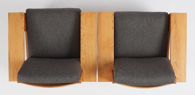 Uno & Östen Kristiansson, a pair of armchairs, an ottoman and a table model "Breda", Luxus, Vittsjö 1960s.