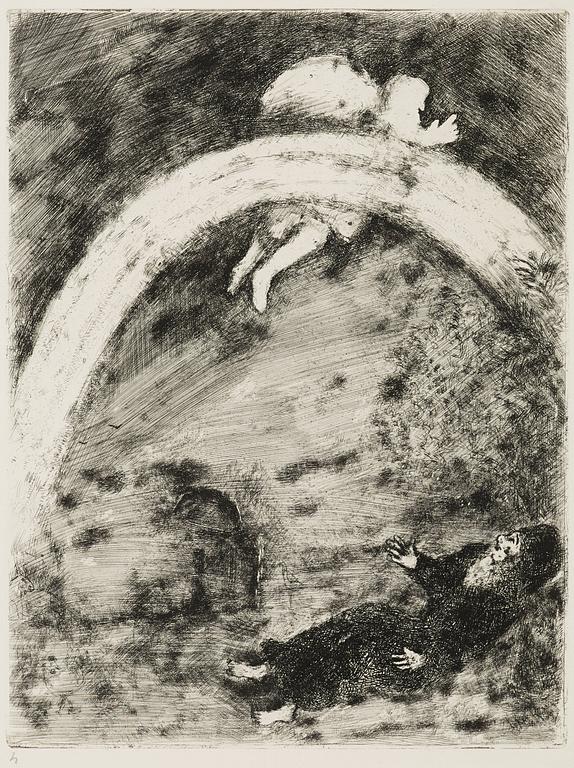 Marc Chagall, "L'arc en ciel"; "Abraham et les trois Anges" "Prophète tué par un lion", ur: "La bible".