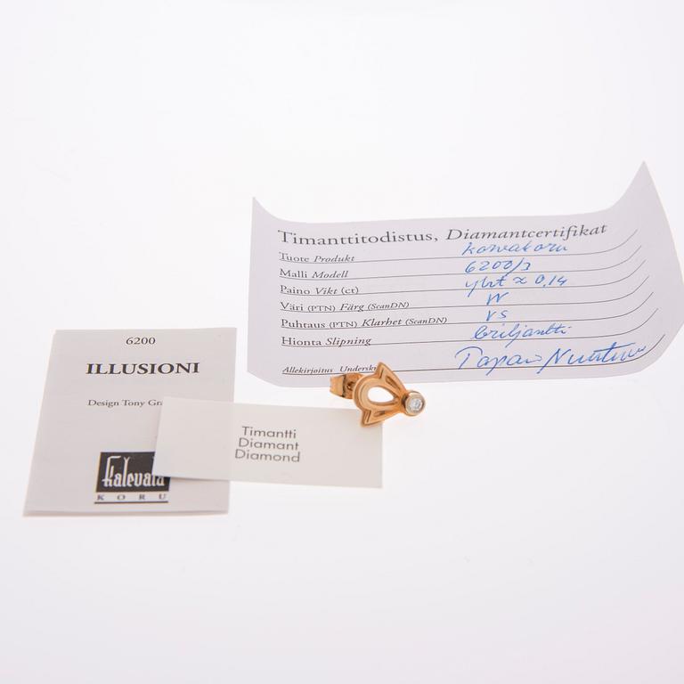 COLLIER och ÖRHÄNGEN, Tony Granholm, Kalevala Koru 2000. 14K guld, briljantslipade diamanter.