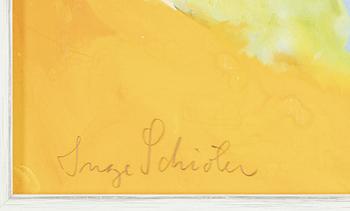 Inge Schiöler, gouache på papper, signerad.