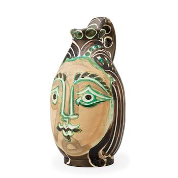 A Pablo Picasso 'Femme du barbu' faience pitcher, Madoura, Vallauris, France 1953.