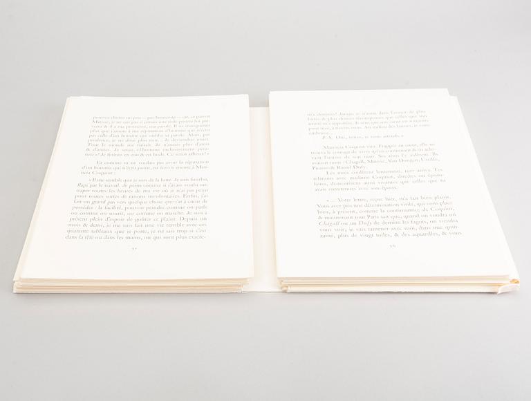 BOOK, "Raoul Dufy - Lettre a mon peintre", Marcelle Oury, no 790. Librairie Academique Perrin 1965.