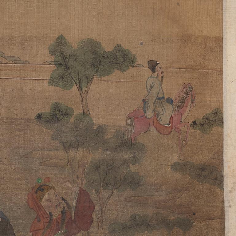 A set of four scroll paintings from an album, Qing dynasty 1664-1912).