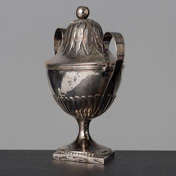 A Swedish late 18th century silver minitaure sugar bowl and cover, makers mark of Gustaf Aberg (Jonkoping 1796-1828-).