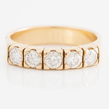 Ring, Schalins, half eternity band, 18K gold with five brilliant-cut diamonds.