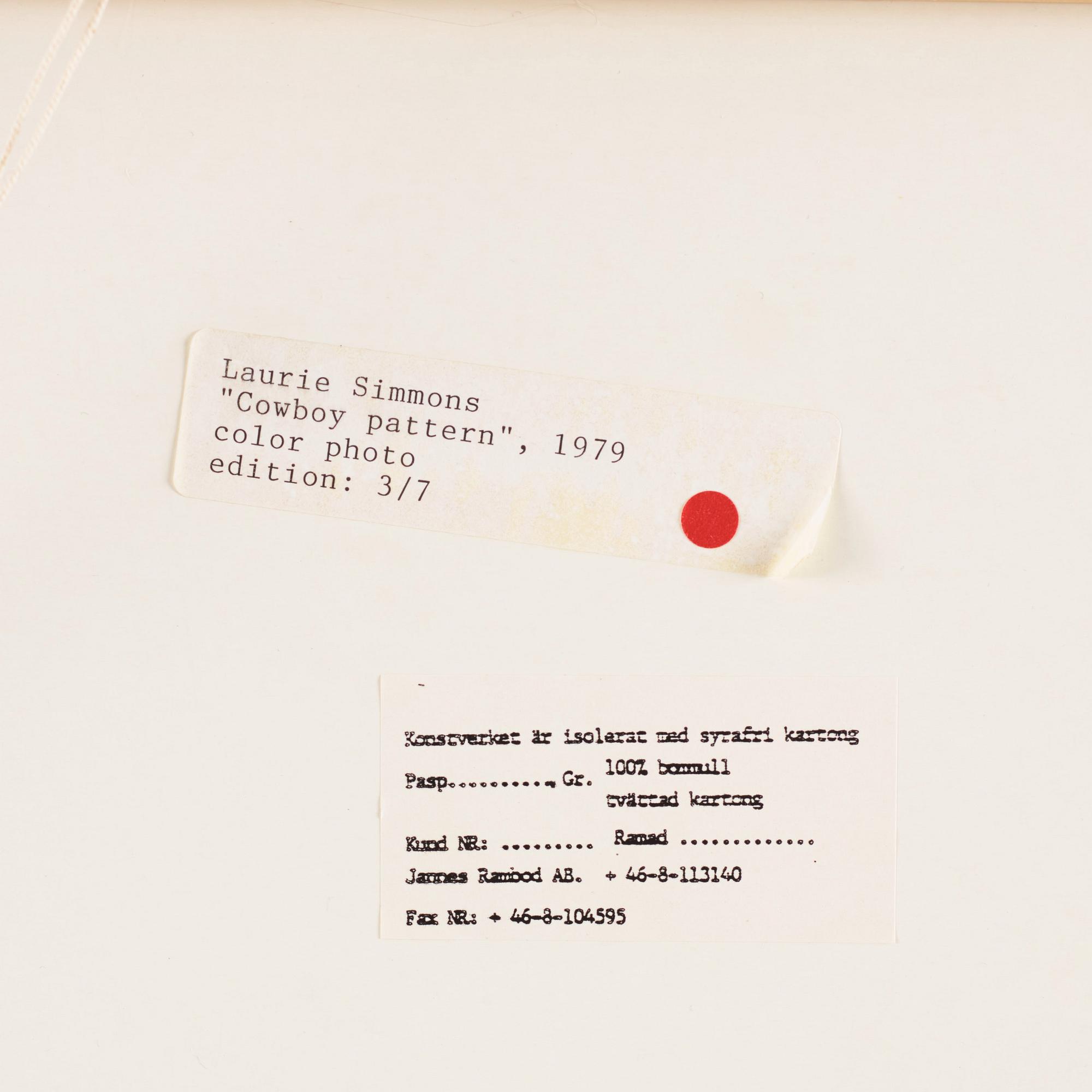 Laurie Simmons, "Cowboy Pattern", 1979.